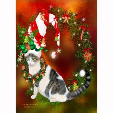 FURRY CHRISTMAS DELIGHTS Cat in Cookie Xmas Hat